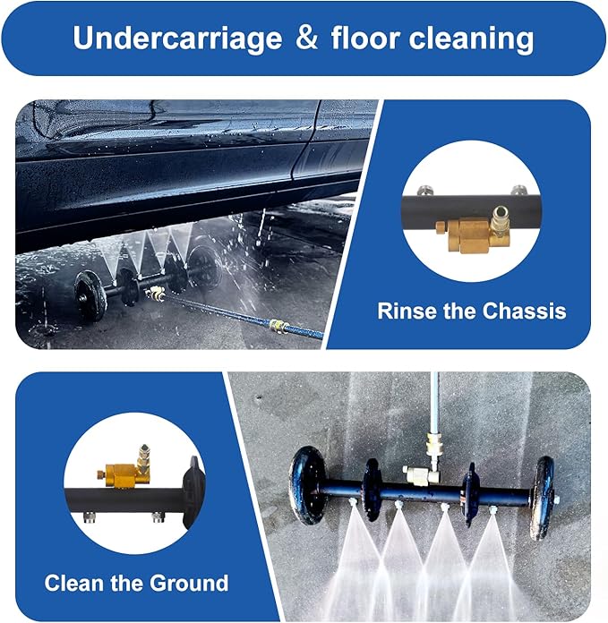 DUSICHIN Undercarriage Cleaner Water Broom Pressure Washer Attachment, 16 Inches Undercarriage Washer, Pressure Washer Underbody Cleaner 4 Extension Wands 4 nozzles DUS3202