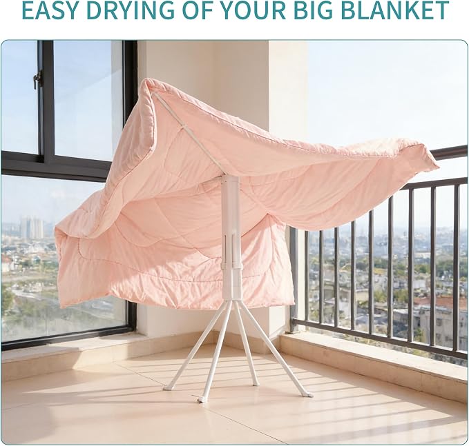 JOOM 4 Legs Clothes Drying Rack, Garment Rack Portable and Foldable Space Saving Laundry Drying Rack - Drying Rack Clothing 4rods16 Clips,Floor Folding Balcony Bedroom Household