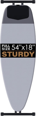 veiox Full Size Ironing Board 54''x18'',Heavy-Duty Stable | No wobble or tipping,Thicken Heat Resistant Cover,Smooth gliding,7 heights adjustable,Ideal for home, dorm, or apartment
