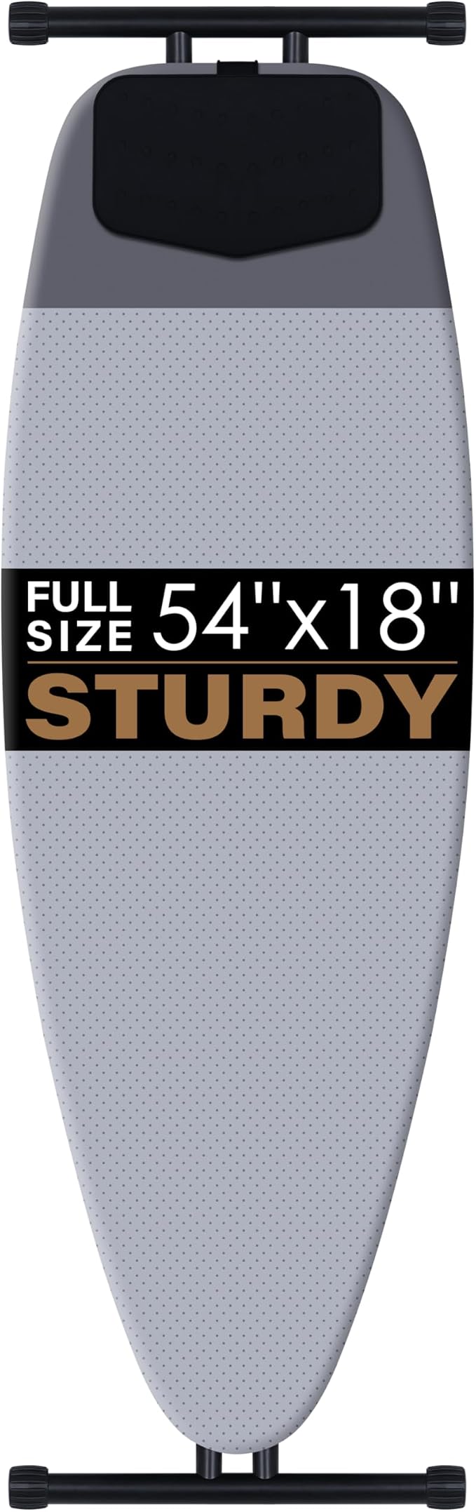 veiox Full Size Ironing Board 54''x18'',Heavy-Duty Stable | No wobble or tipping,Thicken Heat Resistant Cover,Smooth gliding,7 heights adjustable,Ideal for home, dorm, or apartment