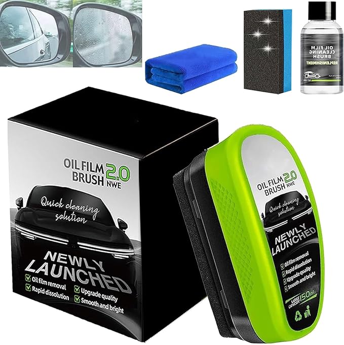 Oil-Free Car Glass Cleaner Brushes, 2026 New Oil Film Brush 2.0, Automotive Oils Film Cleaning Brush for Car Window, Universal Glass Cleaning Board