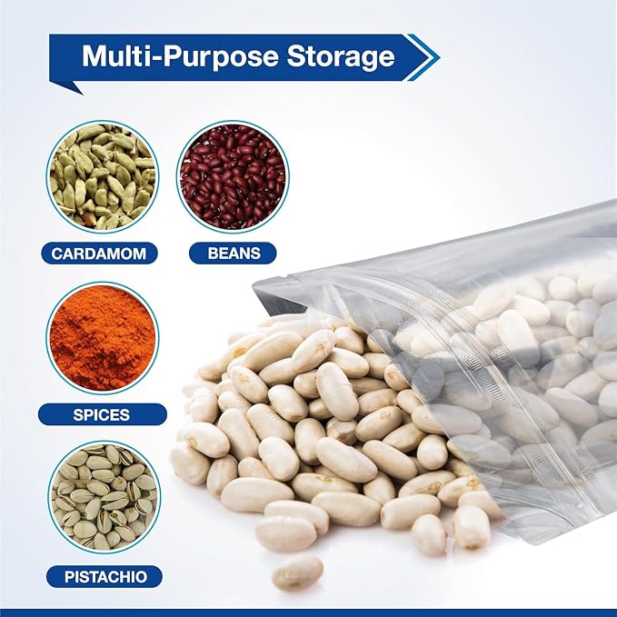 BELLE KR® 6x9 Mylar Bags Stand Up - Pack Of 300-7.5mil Thick - Clear Mylar Bags with See Through Window for Freeze Dryer