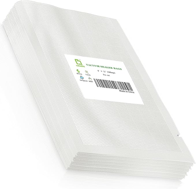 CANLENPK 8x12 Inch/20x30cm Vacuum Sealer Bags food Storage,Keep Fresh Lock Nutrition,Sous Vide Bag Freezeable Boilable Microwaveable(100 Bags)