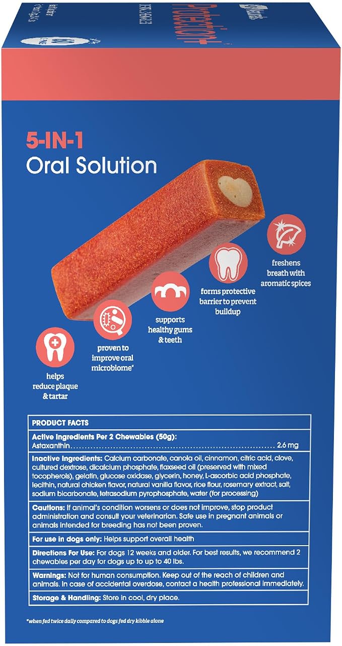 Ark Naturals Protection+ Brushless Toothpaste Chews - Medium Breeds (60 ct) | Vet Formulated Dog Dental Chew with Toothpaste Center - Freshens Breath and Prevents Plaque & Tartar