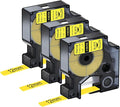 Nineleaf 3 Pack Compatible for DYMO 18056 Rhino Heat Shrink Tube Industry Label Tape 12mm 1/2" x 5ft Black on Yellow Wire Tapes for Industrial Rhino Pro 3000 4200 5000 5200 6000 3M Label Maker