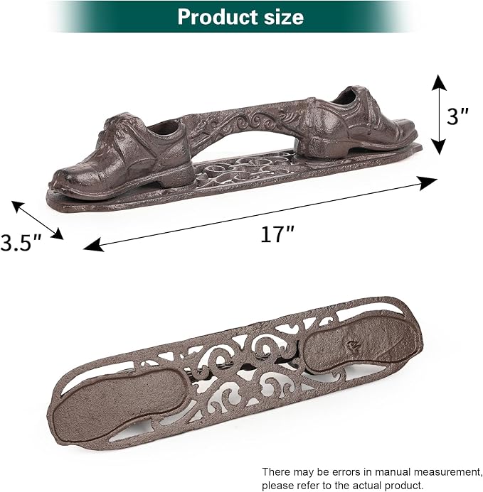 Sungmor Vintage Cast Iron Boot Scraper,Heavy Duty Rustic Brown Shoes Boot Cleaner,Farmhouse Front Door Shoe Scrubber Mat,Decorative Garden Mud Cleaner