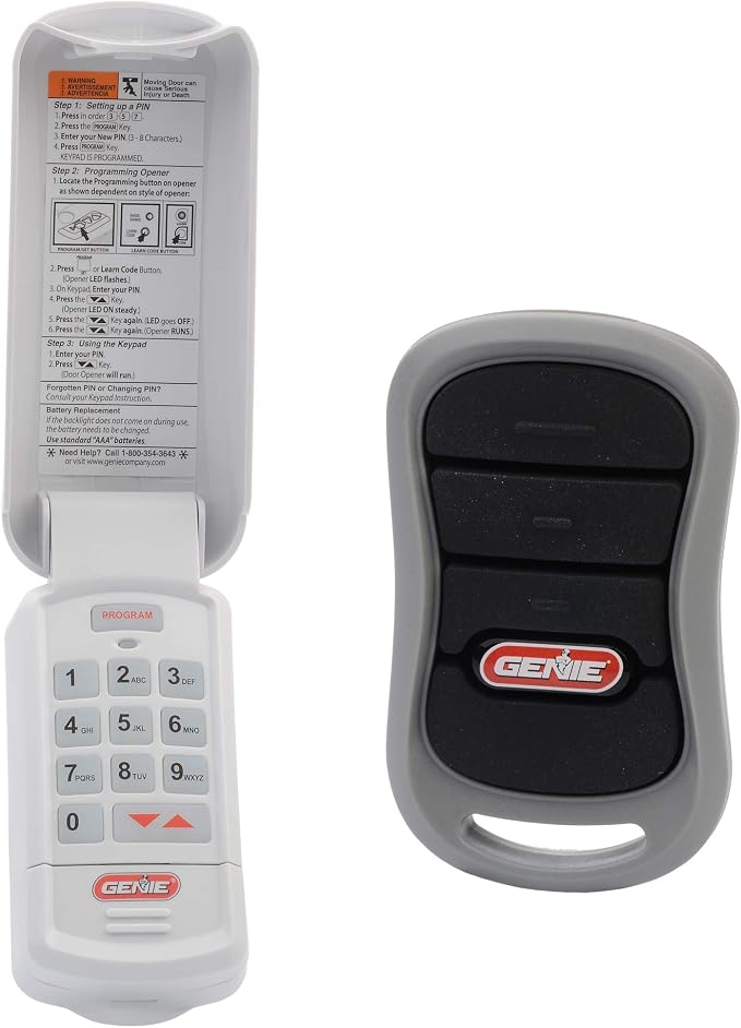 Genie Authentic Garage Door Opener Remote and Wireless Keypad Combo Pack | 3-Button Remote and Wireless Keypad Bundle, Models G3T-R and GK-R, Intellicode Security, Both Compatible with Genie Openers