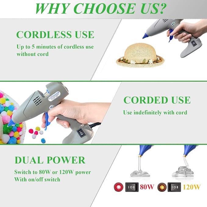 Full Size Hot Glue Gun, MONVICT 120W&80W Glue Guns Dual Temp Large Industry Glue Gun, Corded Detachable Cord Use Stand-Up Base Anti-drip Hot Melt Glue Gun with 12 Glue Sticks for Art DIY Craft Repair | Corded Detachable Cord Use Stand-Up Base Anti-drip...