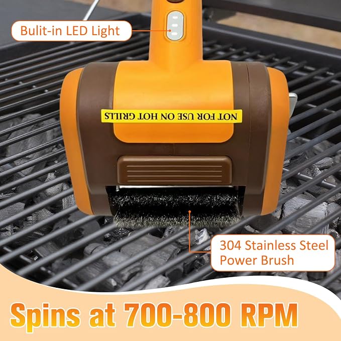 Electric Grill Brush Bristle for Outdoor Grill, Grill Cleaning Brush Rechargeable BBQ Cleaner Brush Head,Safe Grill Brush with Scraper for Cast Iron Stainless-Steel Grates,Yellow