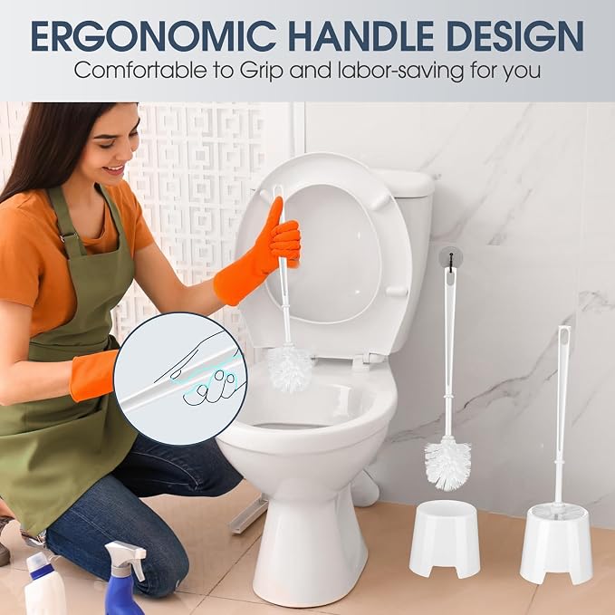 Mimorou 24 Sets Toilet Brushes and Holders Set White Toilet Bowl Brushes for Bathroom Scrub with Plastic Holders for Bathroom Cleaning Accessories