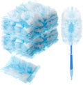 Vesici 100 Pcs Duster Refills Compatible with Swiffer Dusters Bulk Disposable Replacement Thickened with 1 Handle Heavy Duty for Cleaning, Office (Blue)