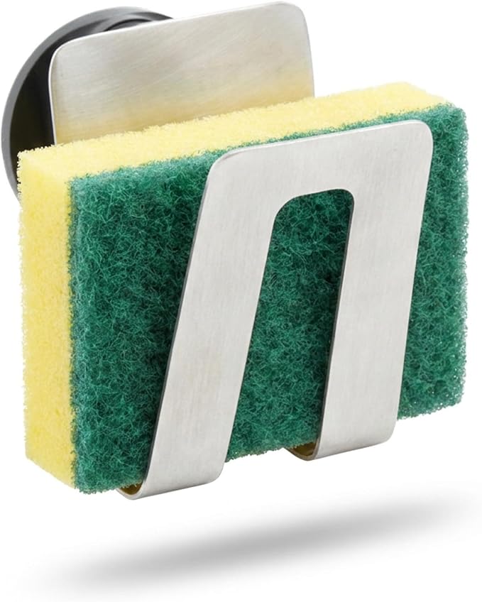 Magnetic Sponge Holder - Kitchen Sink Organizer - Ideal for Kitchen Organization & Accessories - Sink Sponge Holder (Stainless Steel)
