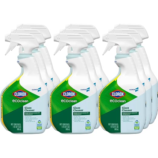 CloroxPro Clorox EcoClean Glass Cleaner Spray Bottle, 32 Fluid Ounces, Pack of 9 (Package May Vary)