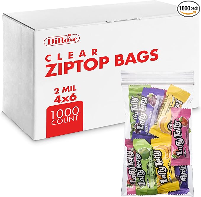 DiRose Reclosable Clear Plastic Zip Bags, 4x6, 1000 Pack | Resealable
