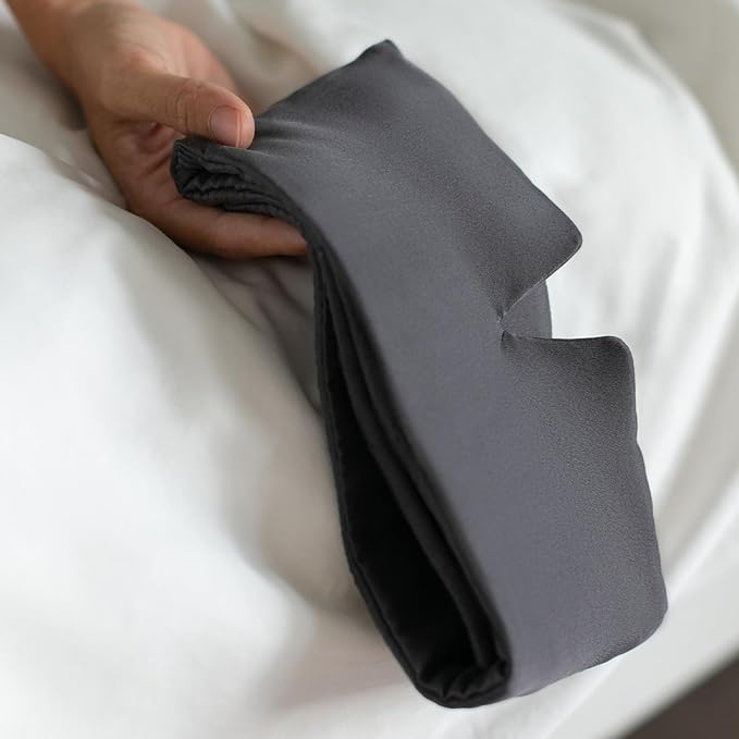 Baloo Silk Weighted Sleep Mask (Grey - 0.6 lb) | Light Blocking & Sound Muffling Eye Mask for Sleeping | Cool, Soft & Comforting