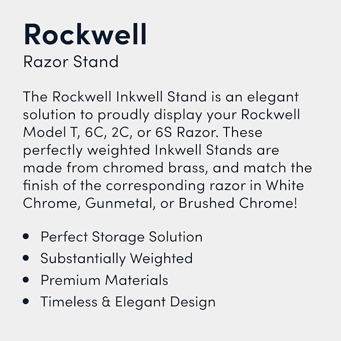 Rockwell Minimalist Premium Chromed Brass Safety Razor Stand | Elegant Design, Elegant Display Solution for Your Rockwell T, 6C, 2C, or 6S Safety Razor | Premium Stainless Steel Gunmetal (over Brass)