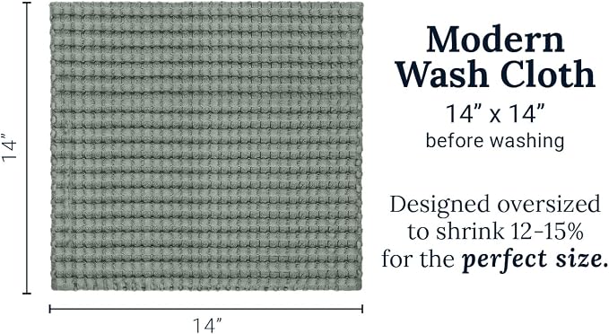 GILDEN TREE Waffle Bath Towels Wash Cloths for Showering, Exfoliating Washcloth Quick Dry Towel, Face Towels for Washing Face Cotton Washcloths Set of 4, Modern Style (Sage Grey)