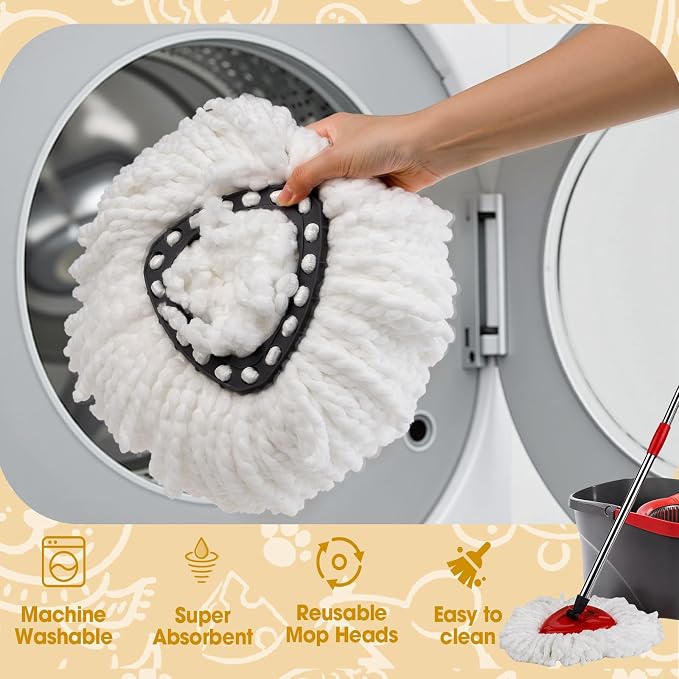10Pack Spin Mop Replacement Heads,100% Microfiber Mop Heads Replacements Compatible with Oceda Easywring 1-Tank System,360 Degree Spin Mop Replacement Head for Easy House Cleaning Floor Mopping