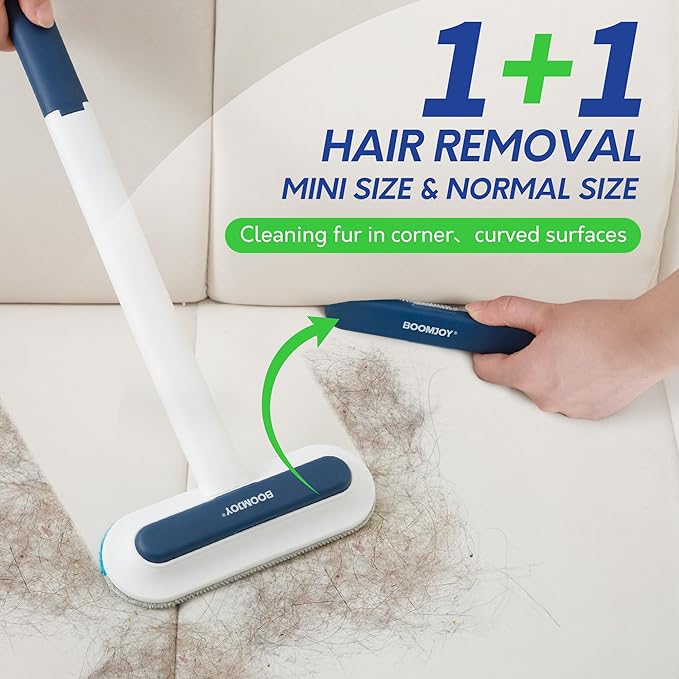 BOOMJOY Pet Hair Rmover Set - Long Handle Hair Remover Brush, Extra-Wide Lint Rollers for Floor