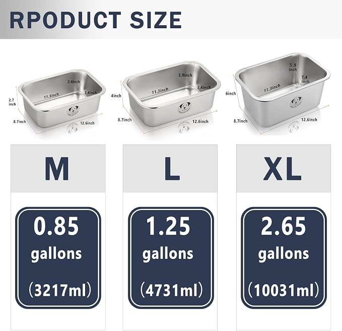 Stainless Steel Dog Bowls for Large Dogs, High Capacity Metal Dog Food Bowls, Food and Water Bowl for Large, X-Large, and Big Dogs 2.65 Gallons