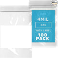 GPI - 4" x 6" - Bulk Pack of 100, 4 Mil Thick, Heavy Duty, Clear Plastic Reclosable Zip Bags, With Write-on White Block for Labeling, Strong & Durable Poly Baggies With Resealable Zipper Top Lock.