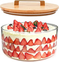 Acelane 9 Inch Glass Trifle Bowl with Sealed Lid, Large Salad Bowl, Modern Versatile Mixing and Serving Bowl for Salad, Dessert, Laying Ice Cream, Cake and Party, Home, Microwave & Dishwasher Safe