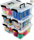EOENVIVS Plastic Storage Bins with Lids 6 Pack Storage Organizer, 7 Quart Stackable Storage Boxes with Buckle Lids and Handle easy for Home Office Pantry Organization, Clear