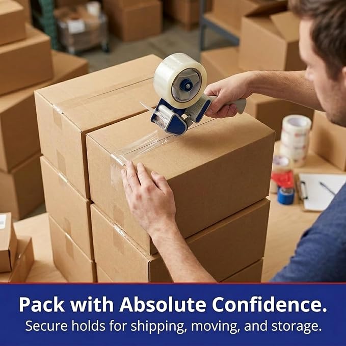 Tape Logic Packing Tape 2-Rolls & Dispenser, 2" x 55 yd 2.6 Mil - Heavy Duty Clear Packaging Tape Roll for Shipping, Moving, Order Fulfillment