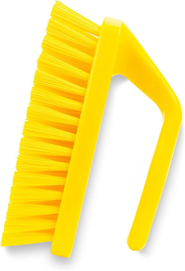 SPARTA Scrub Brush with Iron Shaped Handle and Stiff Bristles, Heavy Duty Scrubber Brush for Kitchen, Bathroom, Shower, Tile, Sink, Carpet and Bakepans, Polypropylene, 6 Inches, Yellow, (Pack of 6)