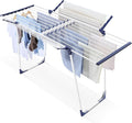APEXCHASER Clothes Drying Rack - Foldable Laundry Rack Indoor Outdoor, Gullwing Drying Rack Clothing with 10pcs Clips + Bag, Collapsible Space-Saving Clothes Rack for Drying Towels, White