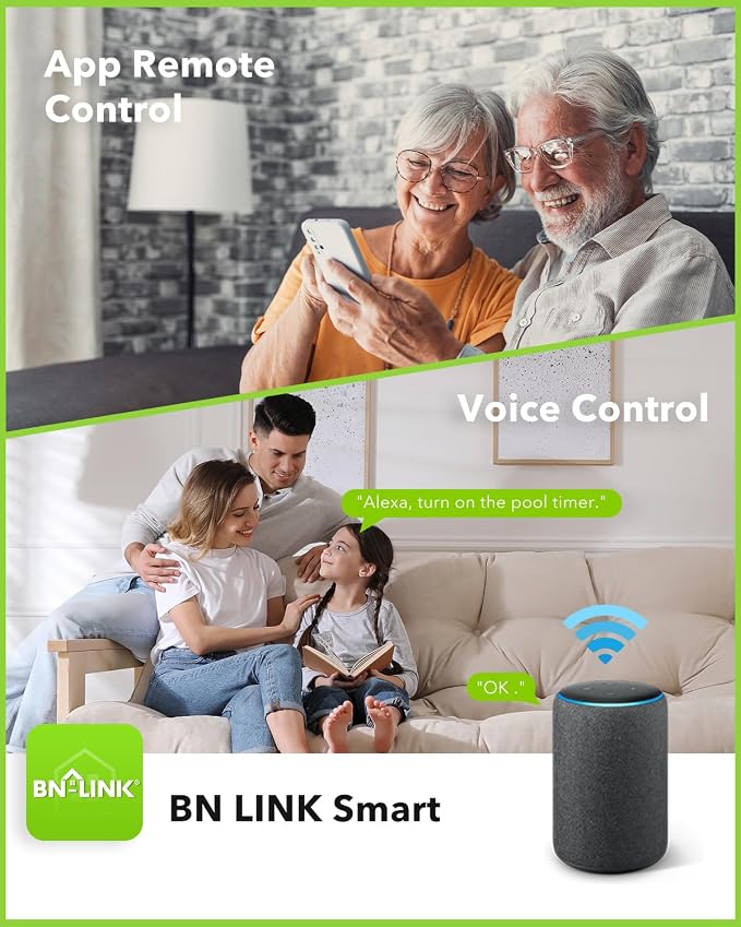 BN-LINK Pool Pump Timer, Heavy Duty Outdoor Smart Wi-Fi Timer Box, 2HP 40A Max, 120, 240, 277 VAC, for Pool Pump, Water Heater, Fans, SPA, Compatible with Smart Phone, Alexa, Google Assistant