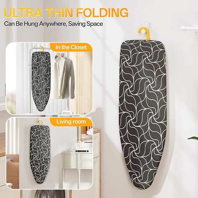 12"×38" Small Ironing Board Tabletop, Table Top Iron Board Small with Mesh Metal Base, Mini Tabletop Ironing Boards Space Saving, Compact Table Top Iron Boards Small with Non-Slip Feet, Black