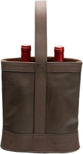 Double Wine Carrier Bag – Leather Wine Tote for Two Bottles with Handles & Metal Buckle – Protective Carrier for Picnic, Wine Champagne Gift Bag (Moka)