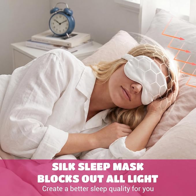 Cutecrop 50 Pcs Silk Sleep Mask Blackout for Women Men, Adjustable Comfortable Eye Cover Blindfold No Pressure for Sleeping, Travel, Napping, 5 Colors (Pink Red Color)