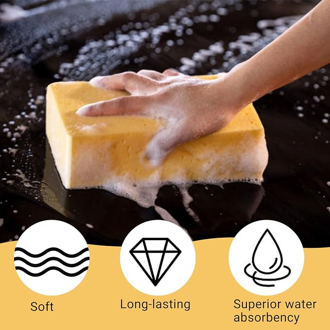 30 Pcs Large Sponges Bulk 7.5 x 5.5 x 1.9 Inch Yellow Grouting Sponge Non-Scratch Scrubber Car Wash Thick Heavy Duty Scrub Sponges Multifunctional Sponge for Cleaning Dishes Car Tile Crafts Supplies