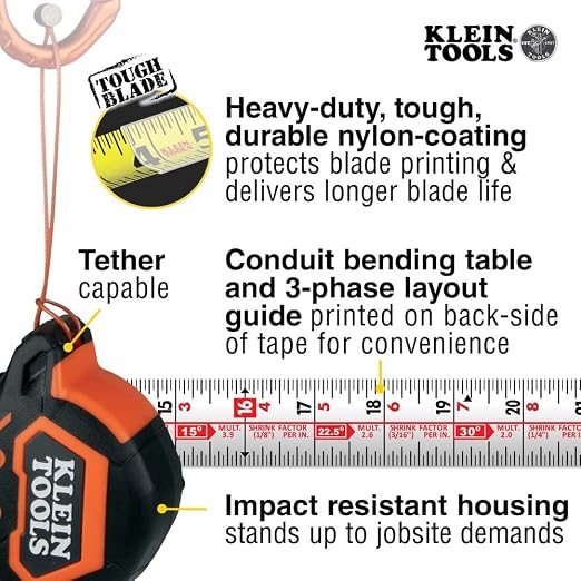 Klein Tools 9216 Tape Measure and 935AB4V Level