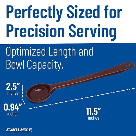 CFS 395801 Solid Long Handle Portion Control Spoon, 1.5 oz, Reddish Brown (Pack of 12)