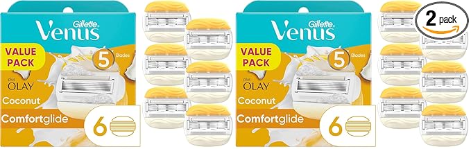 Gillette Venus ComfortGlide Womens Razor Blade Refills,Infused with Olay Coconut Scent,6 Count (Pack of 2)