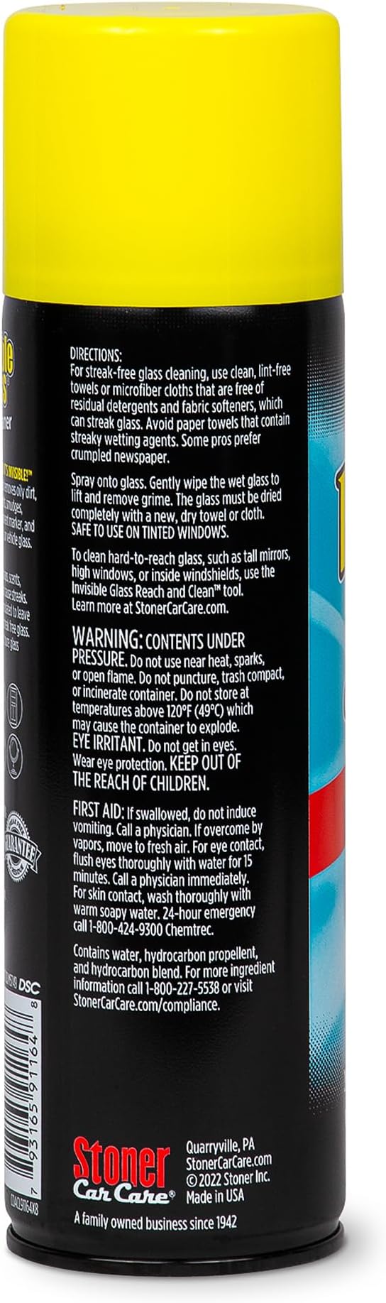 Invisible Glass 91164-12PK Premium Aerosol Glass and Window Cleaner for Auto and Home Cleans Glass, Windows, Windshields, and More, Streak-Free, Ammonia-Free, Tint-Safe, 19 oz (Pack of 12)