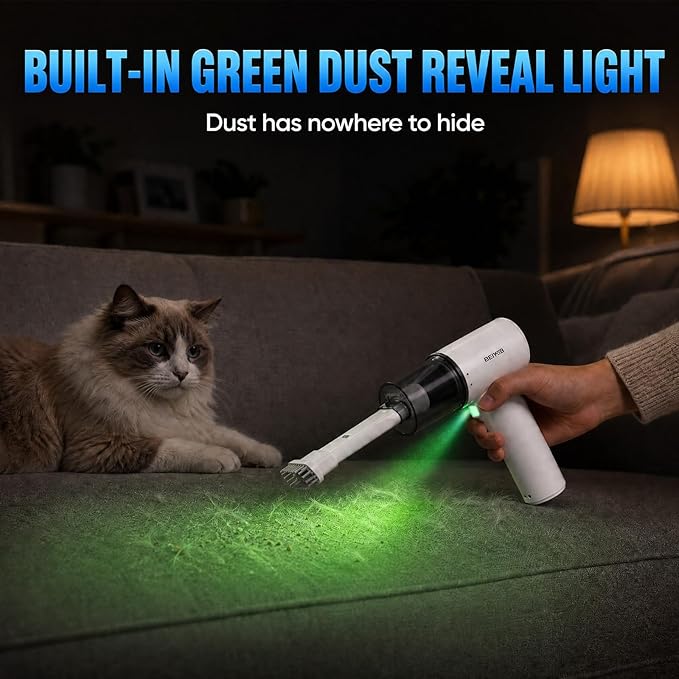 REIKIYA Portable Air Duster 150000RPM Super Power, 18000Pa Cordless Vacuum Cleaner Rechargeable Handheld Pump with LED Light, Adjustable Dust Blower for Computer Keyboard Car House Outdoor