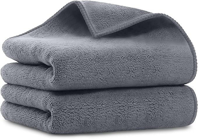 UNIMADE Salon Towels 2 Pack, Super Soft Microfiber Gym Towels | Highly Absorbent Hair-Drying Cloth for Gym, Bath, Spa Use and Home Beauty Care - Grey (16x29 inch)