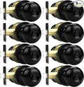 Probrico Black Door Knobs, Privacy Door Knob for Bathroom Bedroom, Interior Door Knob with Thumb Turning Locking Button, 8 Pack