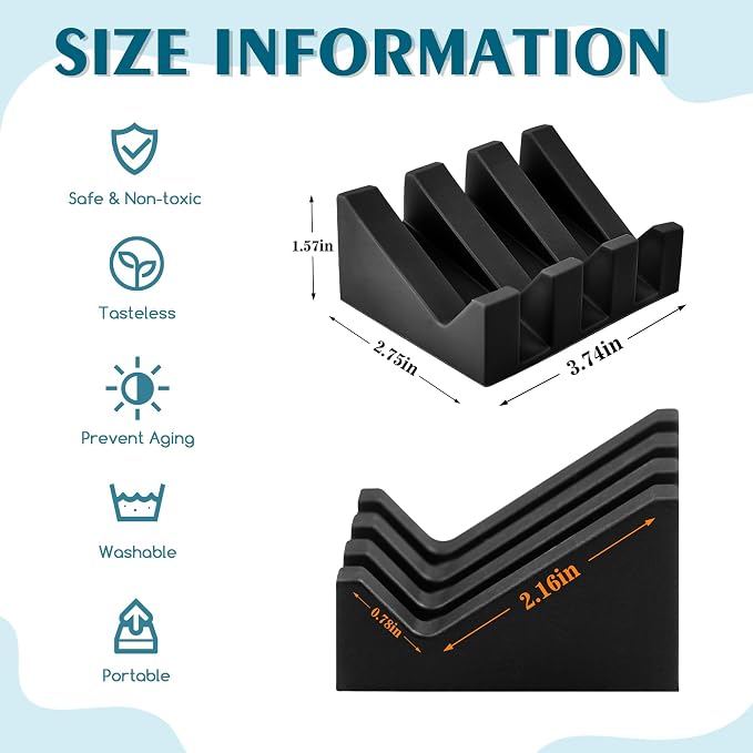 Self Draining Soap Dish Holder,Silicone Soap Dish,for Bathroom,Kitchen, Sponges，Can Extend Soap Life，Keep Soap Bars Dry and Easy Cleaning (N-Black,4-Pack)
