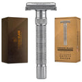 VIKINGS BLADE Adjustable Double Edge Safety Razor + Luxury Case. Smooth, Reusable, Eco-Friendly (The Emperor “Frosted Chrome”)