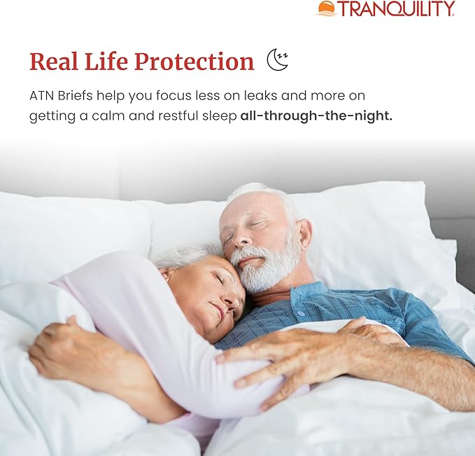 Tranquility Premium ATN Disposable Briefs with Tabs, Overnight Protection Superabsorbent Core for Leak-Free and Full-Fit Comfort, Large 12ct Bag