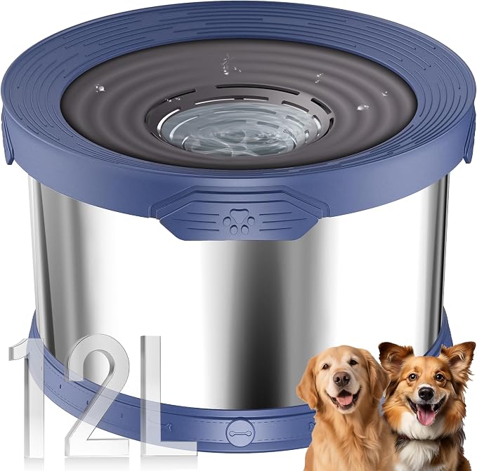 UPSKY 12L Dog Water Bowl No Spill Stainless Steel for Slow Drinking Blue | Large Capacity, Spill-proof, Non-slip Design, Durable, For Large Dogs, Messy Drinkers & Multi-pet Homes, Outdoor / Indoor