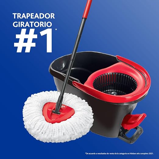 Vileda Easy Wring and Clean Microfibre Mop and Bucket with Power Spin Wringer