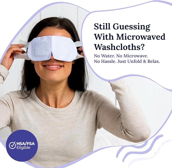 CorneaCare Rest: Self Heating Warm Compress for Dry Eyes | Heated Eye Mask for Fast Relief | Steam Mask for Stye Treatment | No Microwave or Washcloth Needed | Travel Ready Warm Compress | 30 Count