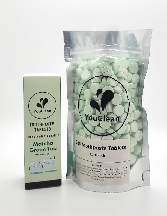 Refill Pack - 365 Toothpaste Tablets - Natural Remineralization & Whitening with Nano Hydroxyapatite - Travel or Daily Use - Fluoride Free (Orange365)