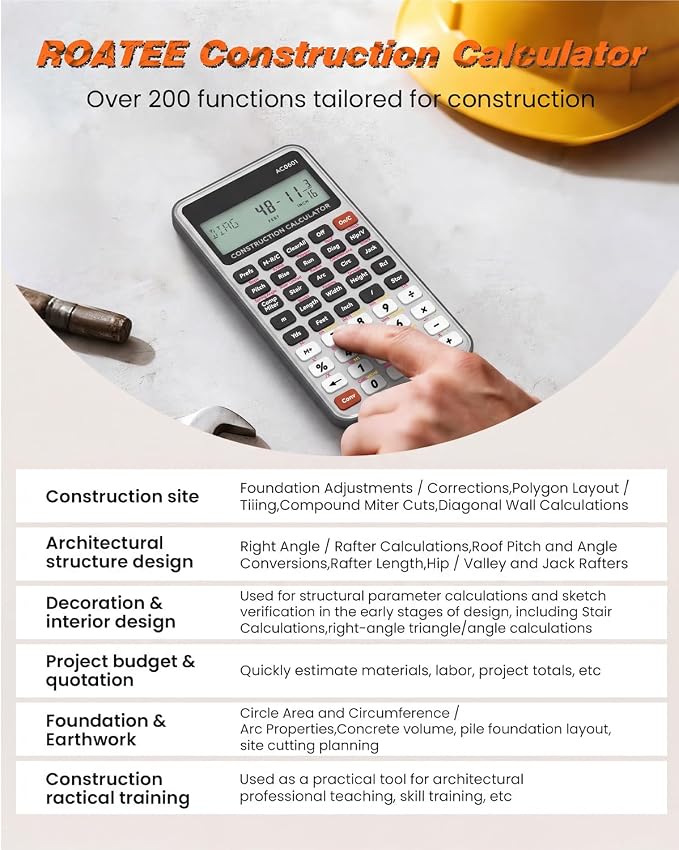 ROATEE Construction Calculator Silver Industrial & Scientific Engineering Calculator for Contractor